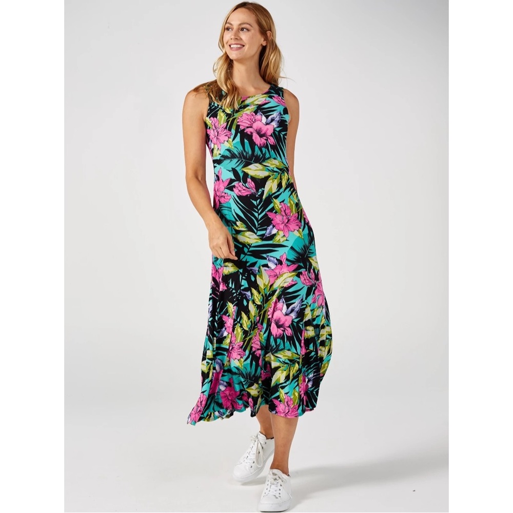 Attitudes by Renee Como Jersey Printed Godet Maxi Dress